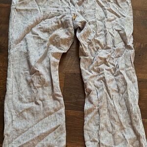 Pinstriped light blue and White linen Pants